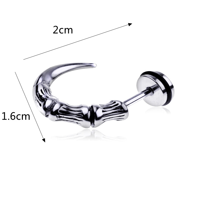 Punk Eagle Claw Shape Piercing Stud Earring Fashion Stainless Steel Earrings for Men