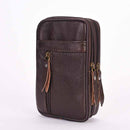 Outdoor Fashion Vertical Leather Men Waist Pack Portable Zip Coin Purse Phone Bag