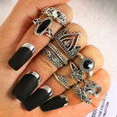 10Pcs Bohemian Statement Ring Set Vintage Crown Star Moon Flower Knuckle Rings for Women