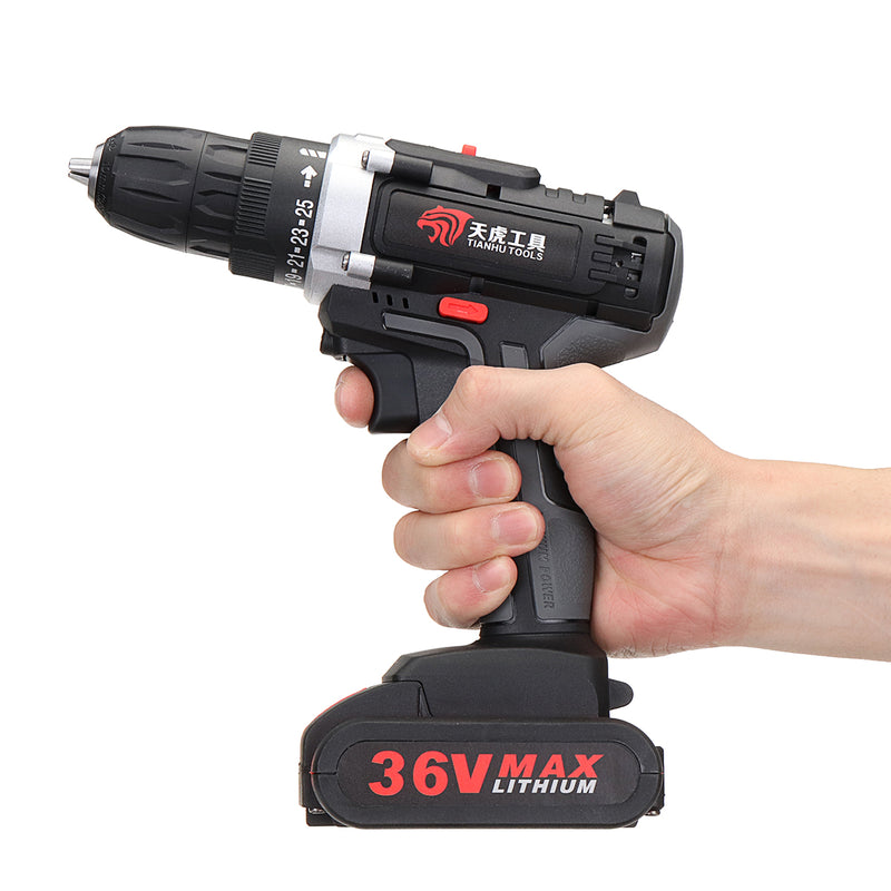 36V Dual-used Drill 2 Speed Electric Drill Charging Drill Lithium Power Drill Household Hand Drill