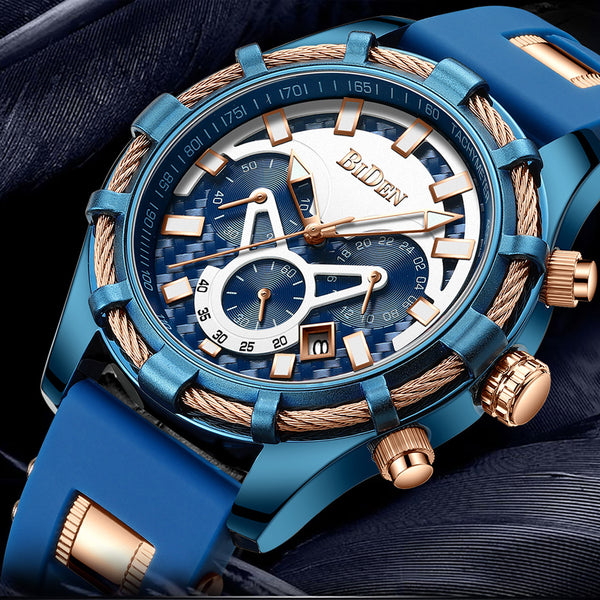 BIDEN 0117 Waterproof Work Little Dials Men Watches Multifunctional Business Style Quartz Watch