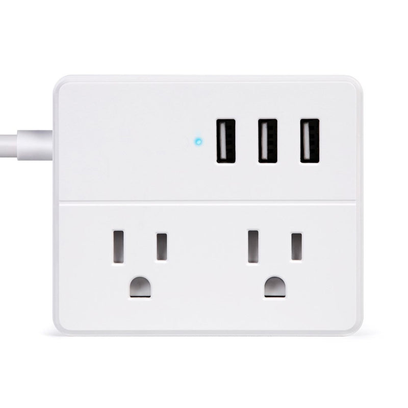 DHEKINGD D111 US Plug Sockets with 2 Outlet 3 USB Sockets  Desktop Charging Station 3.94ft Extension Cord for Travel Multi Plug Extender Power Outlet