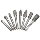 Drillpro 8pcs 1/4 Inch Shank Carbide Burr Set Rotary Cutter Files CNC Engraving Tool