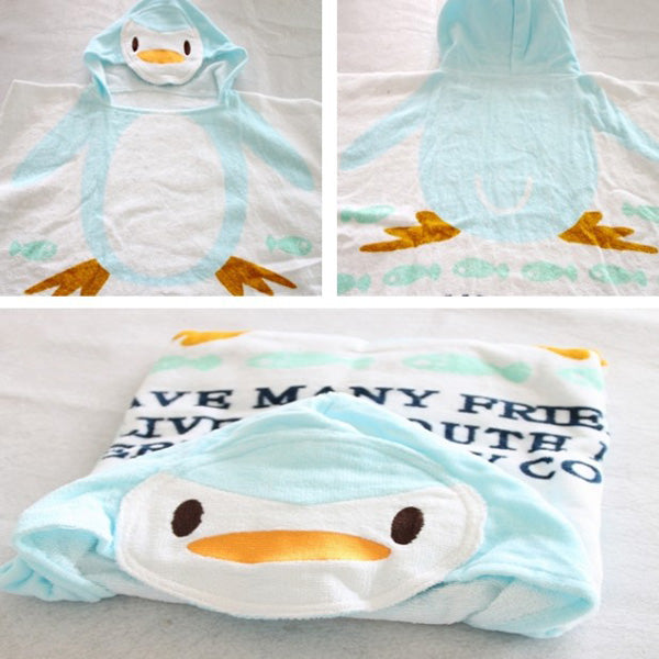 Baby Kids Cute Animal Design Cotton Hooded Bathrobe Towels Soft & Comfortable