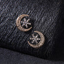 Star-Studded Moon Flower Embossed Earrings Female Retro Style