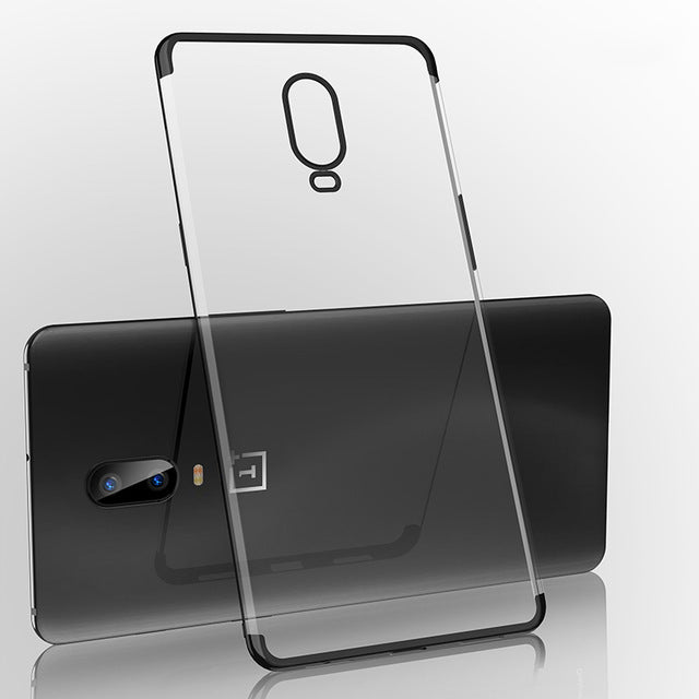 Bakeey Plating Transparent Shockproof Soft TPU Back Cover Protective Case for OnePlus 7