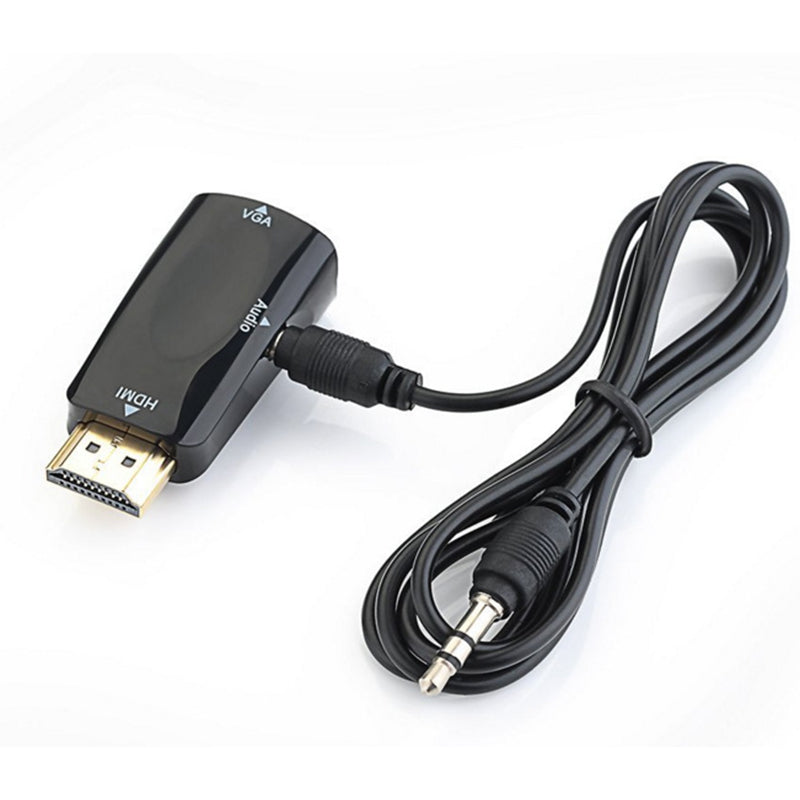 HDMI to VGA Converter With Audio Cable Male to Female for PC Laptop Tablet Support HDTV Adapter