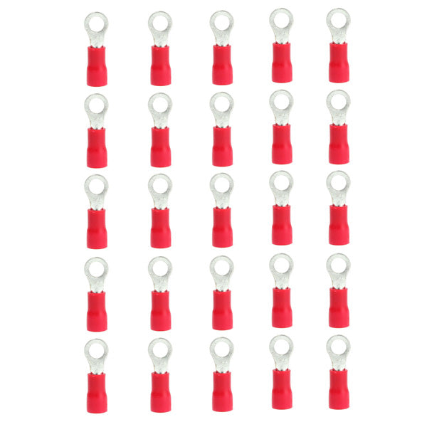 25pcs Red Rubber PVC Terminals Insulated Ring Connector RC 0.5-1.5mm
