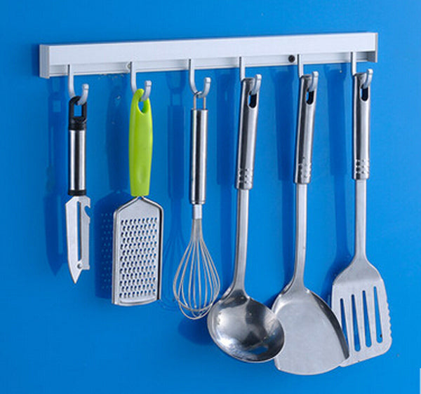 3/4/5/6 Hooks Wall Door Stainless Steel Kitchen Clothes Hook Hanger