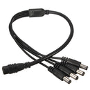 4 Channel 1 Female to 4 Male Power Cable Splitter For Secuirty Camera