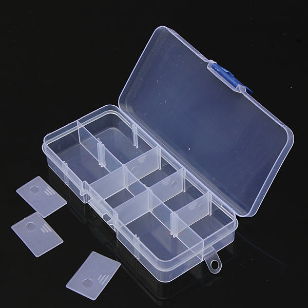 10 Compartment Plastic Clear Slots Adjustable Organizer Craft Box