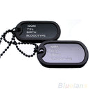 Military Army Style Black 2 Dog Tags Pendant Sweater Chain Necklace Men Jewelry