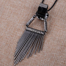 2 Pcs Retro Black Metal Long Tassel Pendant Clothes Costume Necklace Accessory