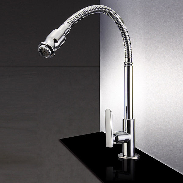 Kitchen Sink Single Lever Faucet Flexible Chrome Brass Pull Out Spring Tap