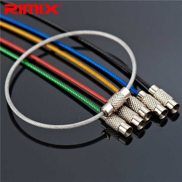 Rimix Stainless Steel PVC Insulated Rubber Overstretches Wire Circle Colorful Keychain Key Ring
