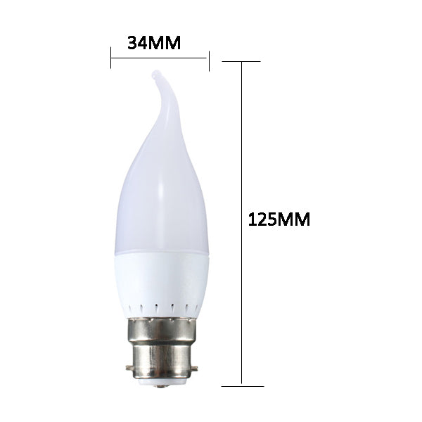 B22 3W White Warm White LED Candle Flame Light Chandelier Bulb AC 220V