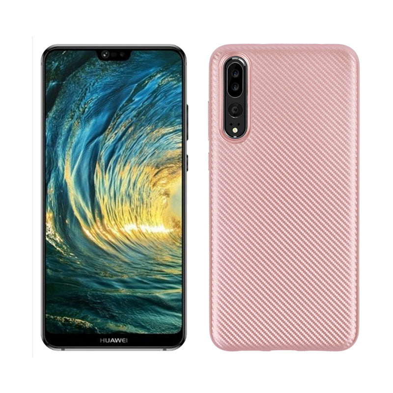 Carbon Fiber Shockproof Soft TPU Back Protective Case For Huawei P20 Pro