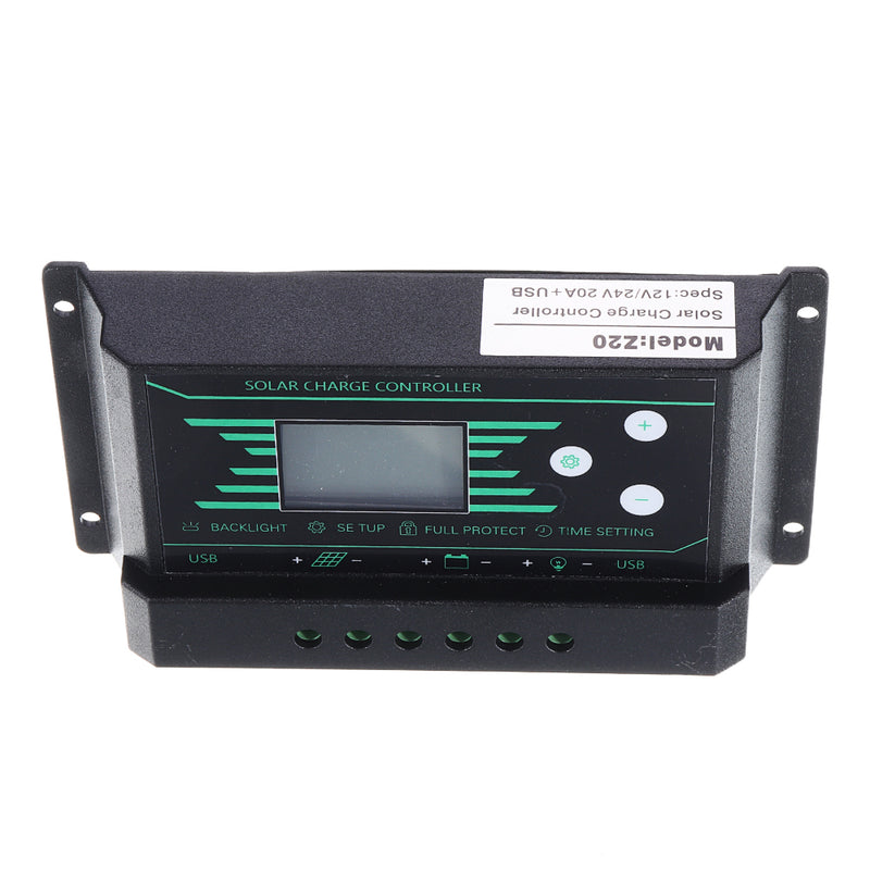 PWM 10/20/30A 12V/24V Auto Solar Charge Controller LCD Dispaly Battery Charge Solar Controller Dual USB Port 2.5A with Backlight