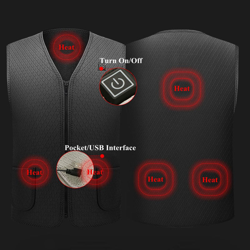 Electric Vest Heated Cloth Jacket USB Thermal Warm Heated Winter Body Warmer Ski