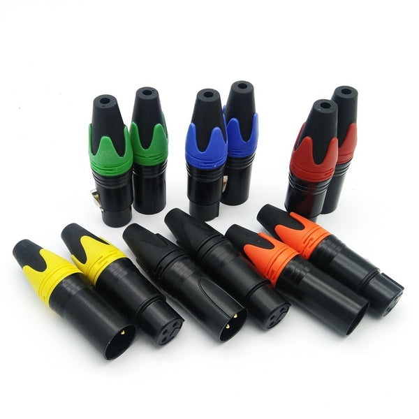 6 Colors Speaker Connector Male and Female Microphone Plug Colour Mic Connector Gold Plating XLR Connector