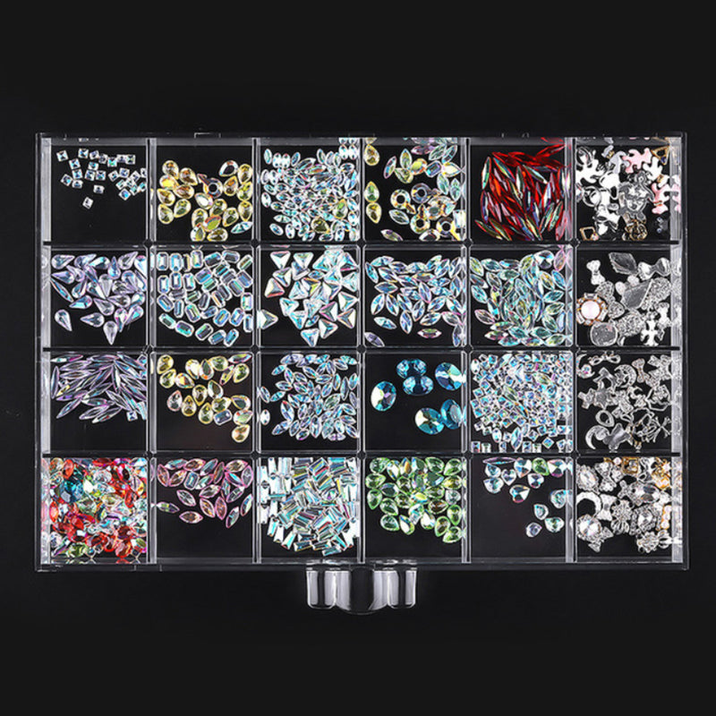 120 Grids Desktop Nail Tips Jewelry Storage Box Rhinestones Bead Container Holder