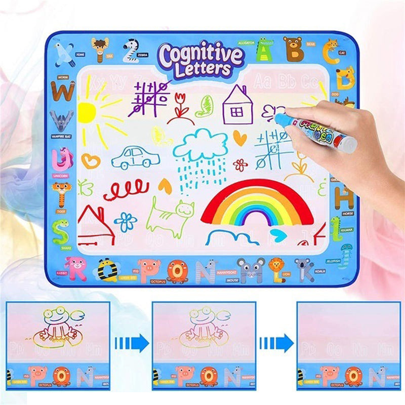 100x80cm DIY Children Aqua Magic Water Drawing Painting Pad Kit Reusable Doodle Mat Set Kid's Educational Toys Gift