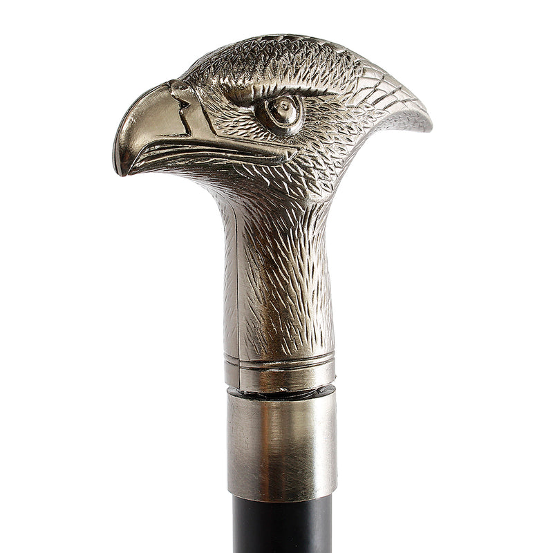 96CM/37.8In Metal Black Gentleman  Non-Slip Walking Stick Cane Eagle Head Handle Nickle Finish Climbing Sticks