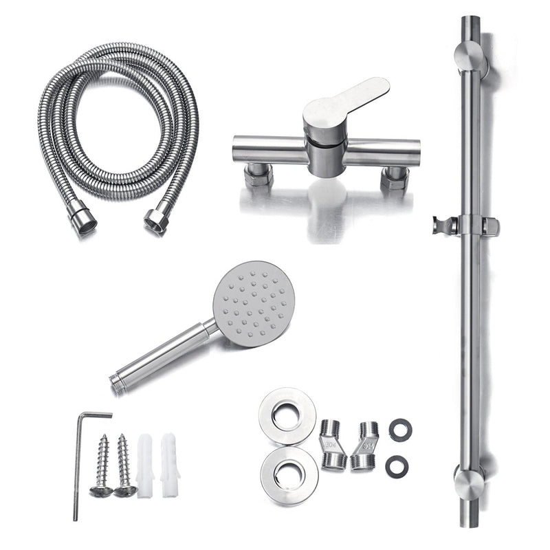 Stainless Steel Adjustable Shower Slider Riser Rail Bar Kit Head Hose Set System