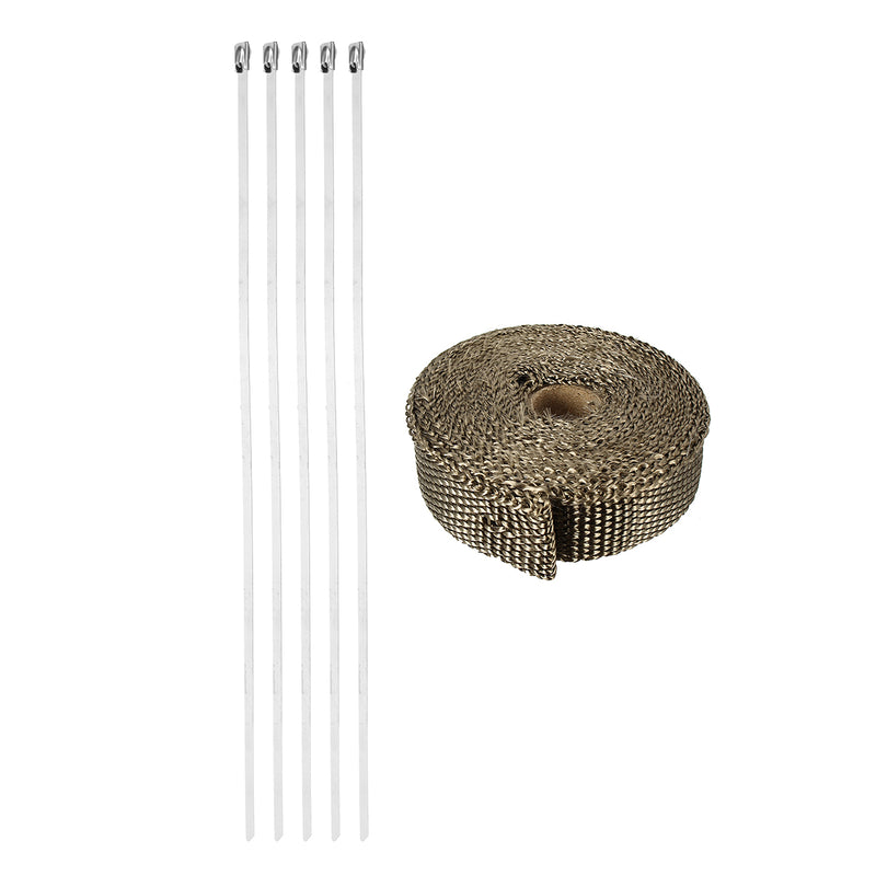 4.5m x 25mm Titanium Header Exhaust Heat Wrap Tape Protection with Stainless Steel Zip Ties