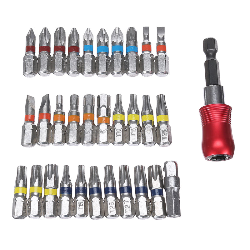 32-Piece Screwdriver Bit Set Precision Mini Screw Drivers Slotted Flat Head Hexagon Shank