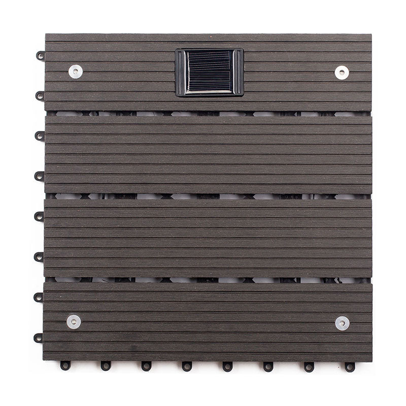 Wood Plastic Composite Flooring with Solar Light Outdoor Garden Balcony Interlocking Decking Tile