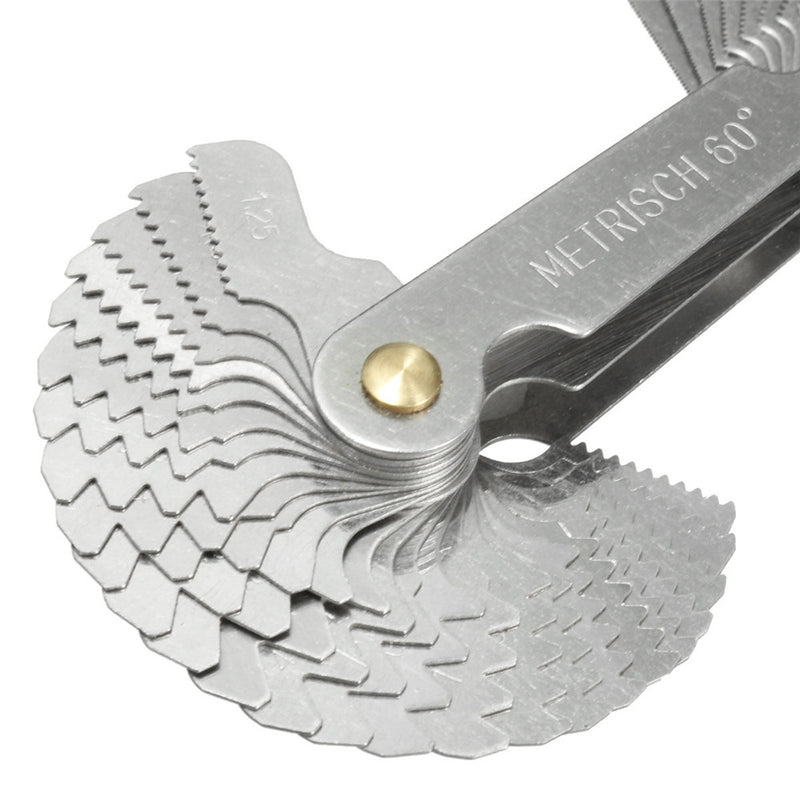 52 Blades Metric Whitworth 55/60 Screw Pitch Thread Measuring Gauge Checker