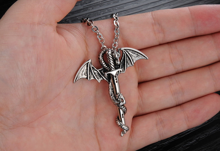 Pterosaur Golden  Titanium Steel Men's Necklace