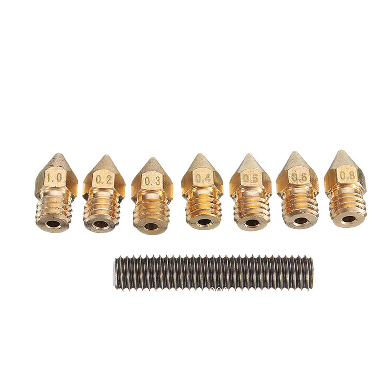 2Pcs 1.75mm 0.2mm~1.0mm Brass Nozzle+10Pcs 0.4mm Brass Nozzle With Lettering+30MM M6 Throat Kit Boxed for 3D Printer Reprap