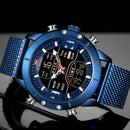 NAVIFORCE 9153 Business Style LED Dual Digital Watch Waterproof Full Steel Quartz Watch