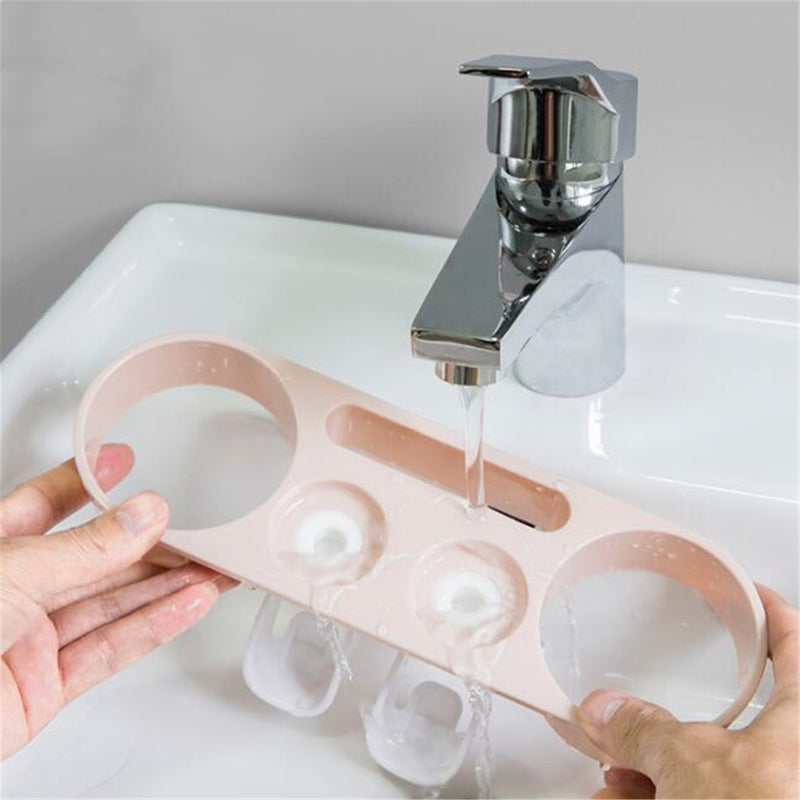 Automatic Toothpaste Squeezer Dispenser 5 Toothbrush Holder Wall Mount Stand Set Bathroom