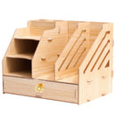 Multi-Function Wooden Desk Storage Racks Office Supplies File Documents Organizer Desktop Bookshelf