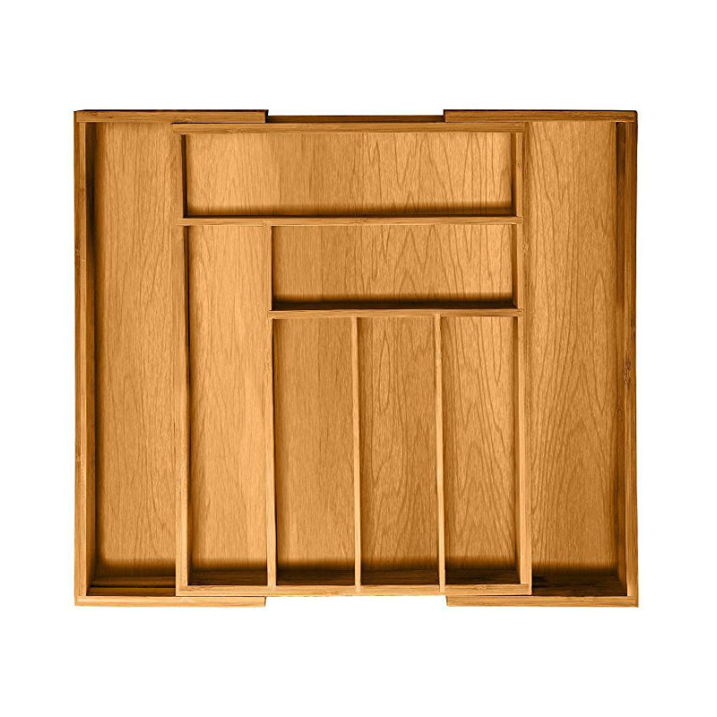 8 Grid Bamboo Kitchen Drawer Organizer Silverware Storage Container Box and Cutlery Tray