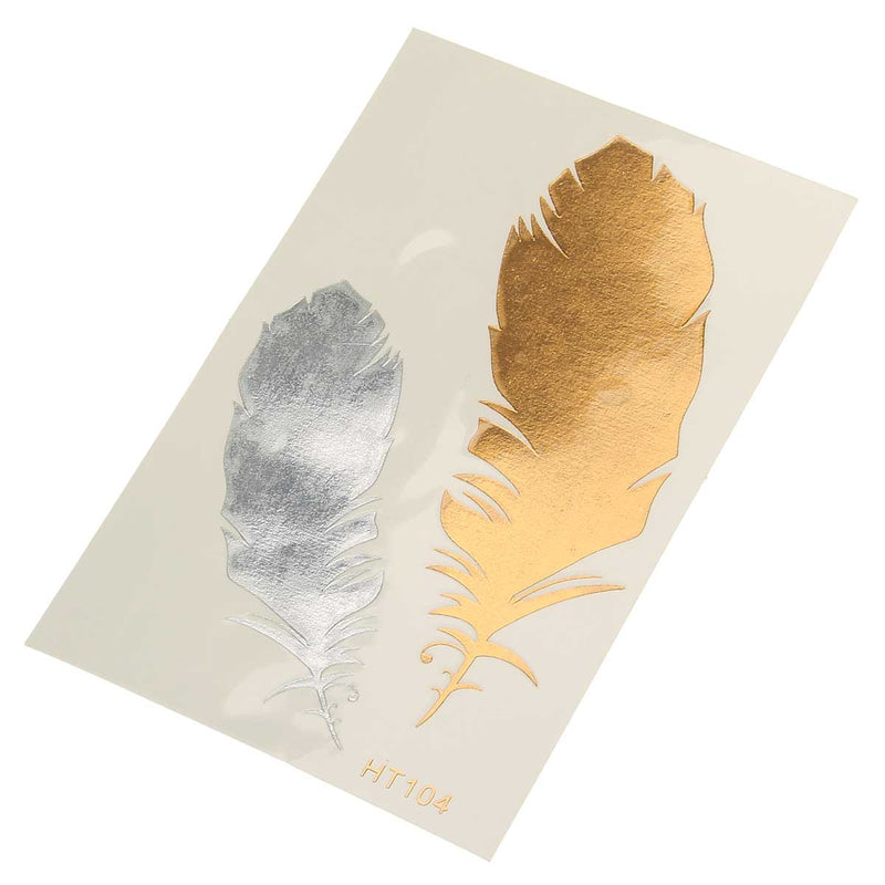 1Pcs Hot Gold Color Indian Metallic Bird Feather Temporary Body Art Tattoo Sticker Decal