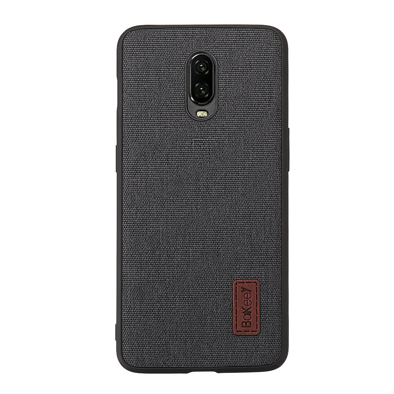 Bakeey Luxury Fabric Splice Soft Silicone Edge Shockproof Protective Case For OnePlus 6T