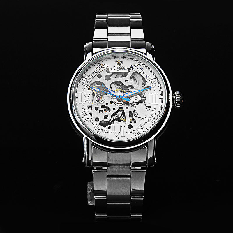 JIJIA Luxury Men Watch Hollow Roman Number Fashion Automatic Mechanical Watch