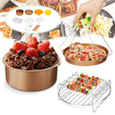 10Pcs/set 7inch Non-stick Air Fryer Accessories Cake Baking Pot BBQ Barbecue Pizza Pan