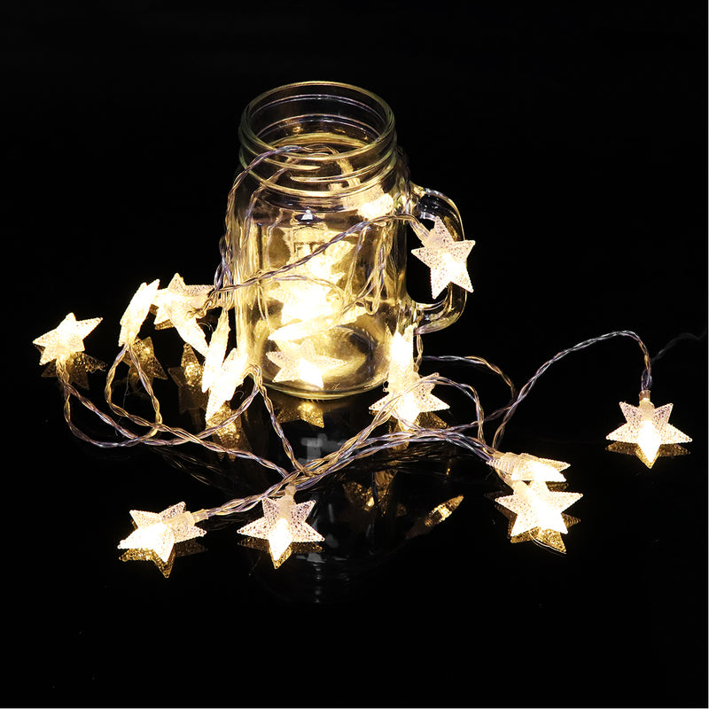 Battery Powered 3M 20LEDs Warm White Star Shaped Fairy String Light for Christmas Patio