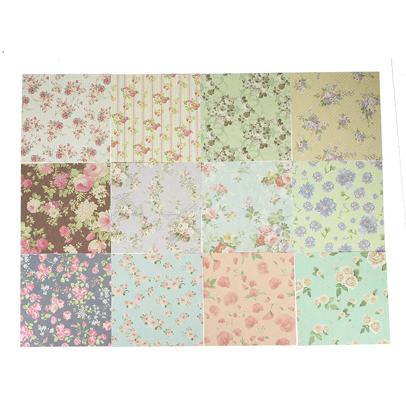 KiWarm 24Sheets 15x15cm Assorted Floral Folding Paper Origami Art Background Paper Card Making DIY Scrapbook Paper Craft Paper Art