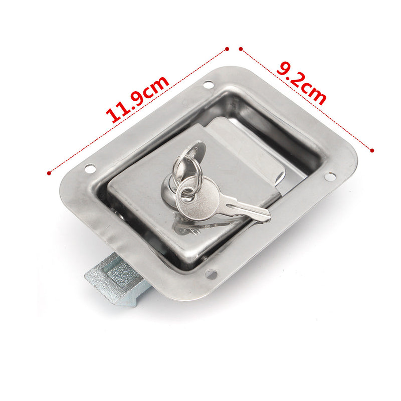 2Pcs Stainless Steel Paddle Door Lock Handle Truck Box Trailer Latch With Key