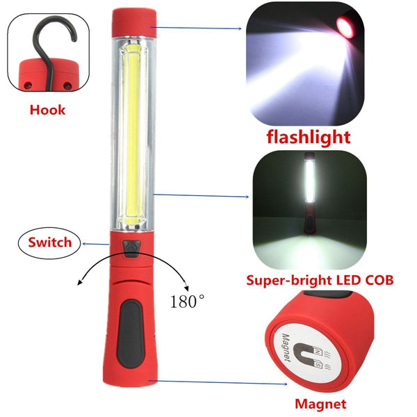 XANES WK-94 COB + LED Front & Side Light Magnetic Tail Adjustable Head Camping Light LED Flashlight