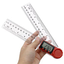 Drillpro 2 in 1 200/300mm Transparent Digital Angle Ruler 360 LCD Display Inclinometer Electron Goniometer Protractor Angle Finder Meter Inch Metric Ruler Measuring Tool
