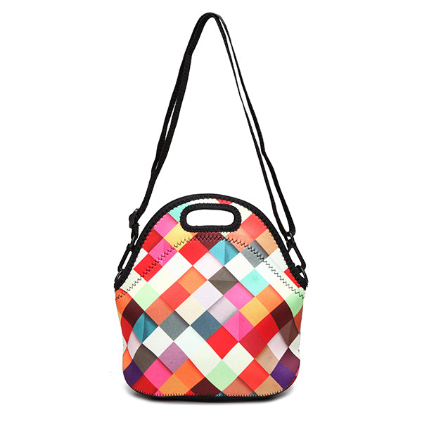 Stretchy Neoprene Insulated Lunch Bag Tote Reusable Bento Container Organizer With Shoulder Girdle
