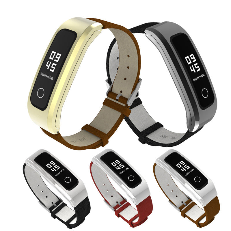 Mijobs Soft Genuine Leather Strap Replacement Watch Band for Huawei Honor 4 Running Version