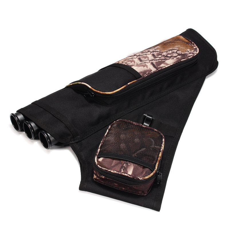 3 Tube Hip Quiver Archery Holder Bag with Adjustable Waist Belt Black